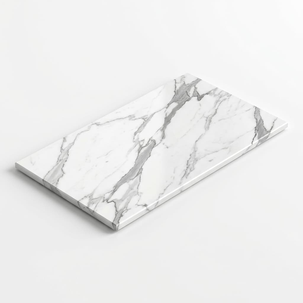 12 millimetre white marble-effect large-format porcelain slab